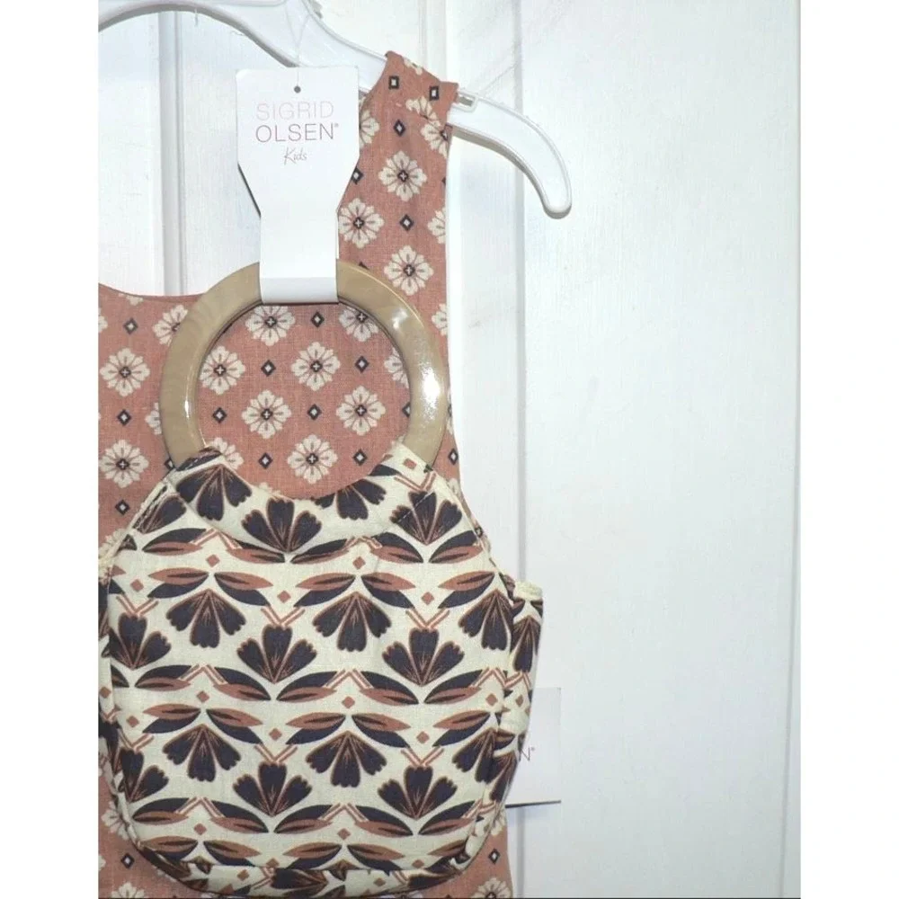 Sigrid Olsen Girls Linen Blend Floral Wrap Tank Top & Purse Set Multi ‎ L(10/12)